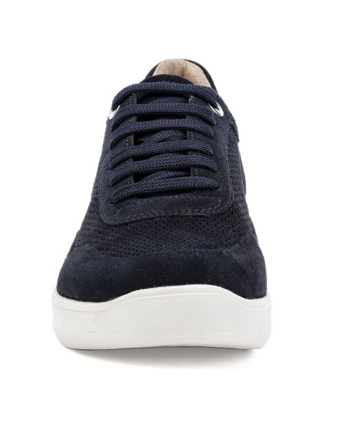 Sneakers en Velours de Cuir Rubidia bleu marine