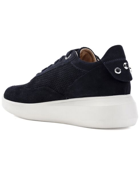 Sneakers en Velours de Cuir Rubidia bleu marine