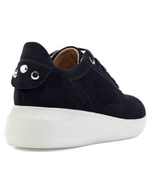 Sneakers en Velours de Cuir Rubidia bleu marine