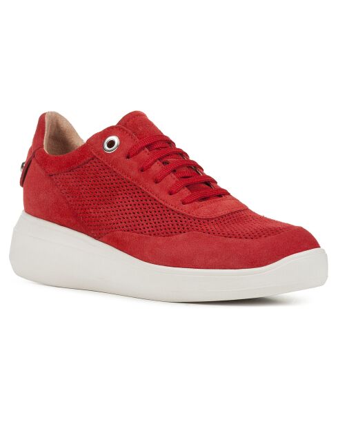 Sneakers en Velours de Cuir Rubidia rouges