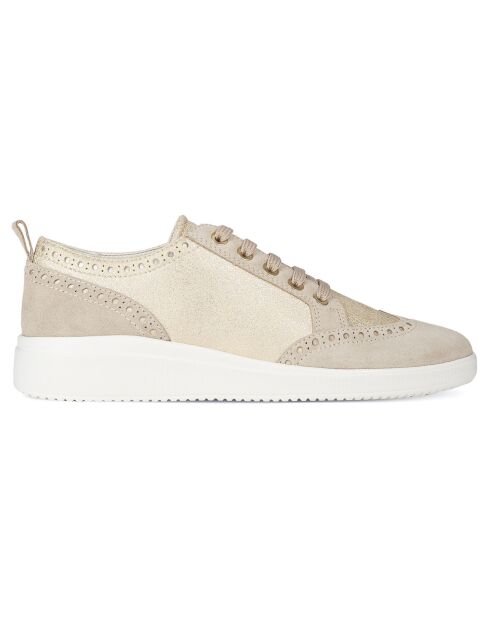 Sneakers en Velours de Cuir Tahina doré/taupe