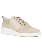 Sneakers en Velours de Cuir Tahina doré/taupe