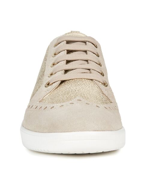 Sneakers en Velours de Cuir Tahina doré/taupe