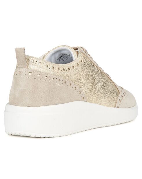 Sneakers en Velours de Cuir Tahina doré/taupe