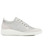 Sneakers en Velours de Cuir Tahina argenté/blanc