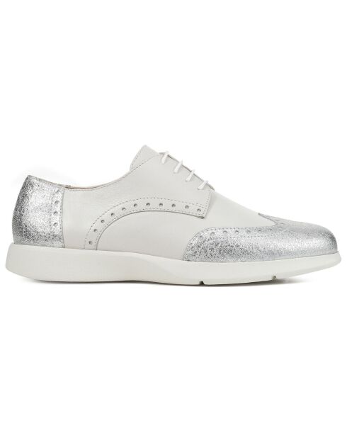Sneakers en Cuir & Velours de Cuir Arjola blanc cassé/argenté