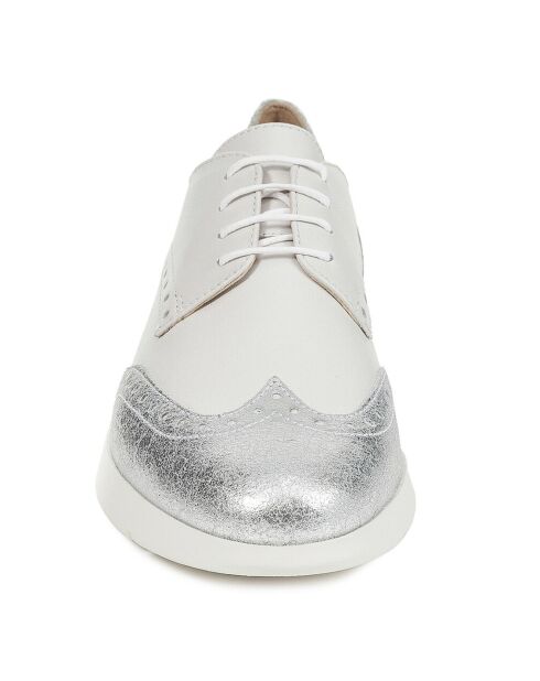 Sneakers en Cuir & Velours de Cuir Arjola blanc cassé/argenté