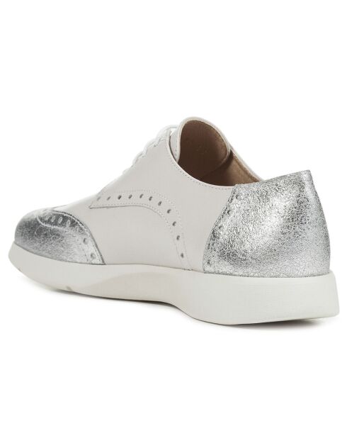 Sneakers en Cuir & Velours de Cuir Arjola blanc cassé/argenté