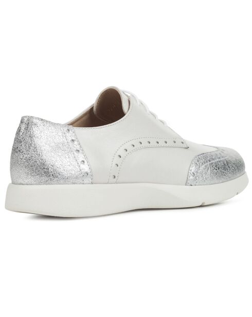 Sneakers en Cuir & Velours de Cuir Arjola blanc cassé/argenté