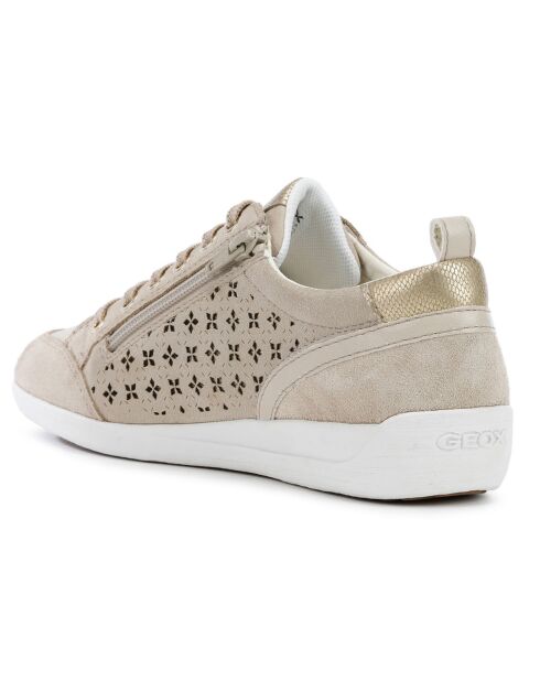 Sneakers en Velours de Cuir Myria taupe pâle