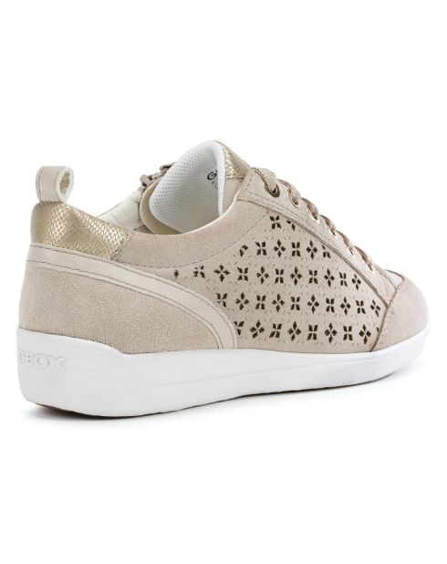 Sneakers en Velours de Cuir Myria taupe pâle