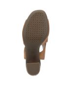 Sandales en Cuir Audalies caramel - Talon 9 cm