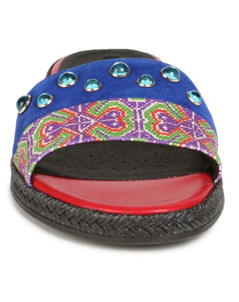 Mules Koleen Velvet aus Leder und Canvas, mehrfarbig