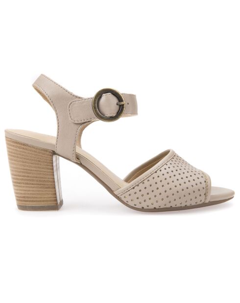 Eudora Sand leren sandalen met hak van 7 cm