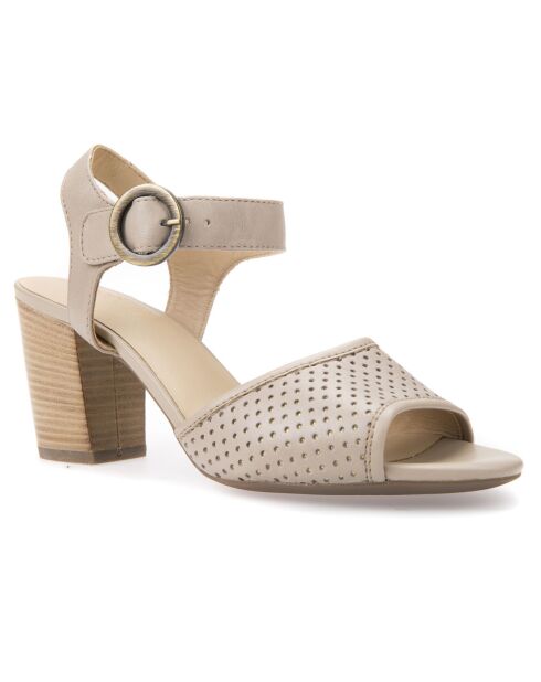 Eudora Sand leren sandalen met hak van 7 cm