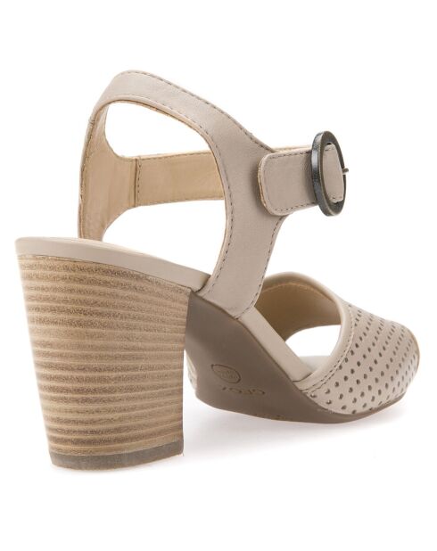 Eudora Sand leren sandalen met hak van 7 cm