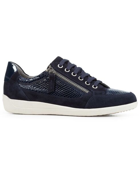 Sneakers en Cuir bi-matière Myria bleu marine