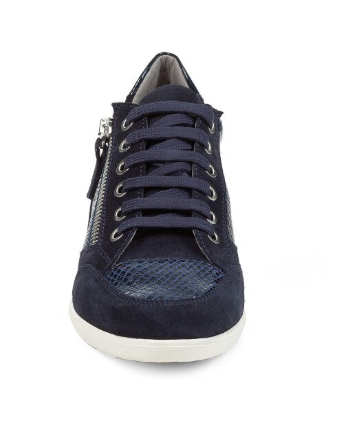 Sneakers en Cuir bi-matière Myria bleu marine