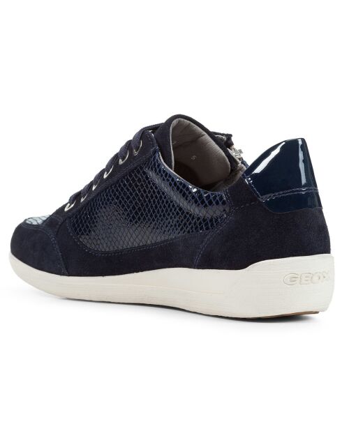 Sneakers en Cuir bi-matière Myria bleu marine