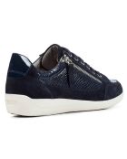 Sneakers en Cuir bi-matière Myria bleu marine