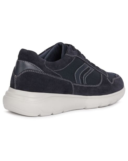 Sneakers en Velours de Cuir Sestiere bleu marine
