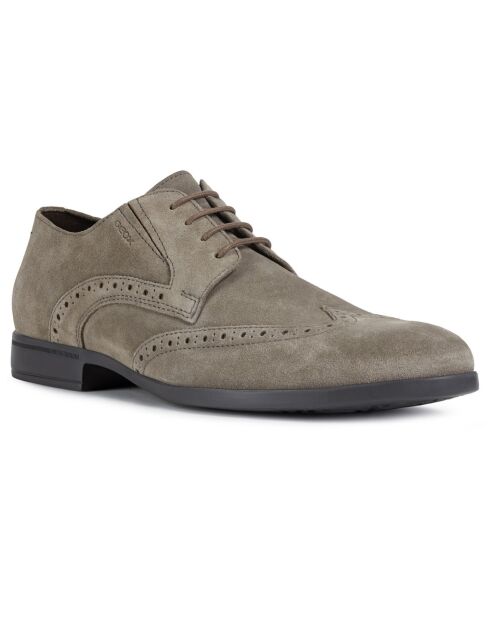 Richelieus en Velours de Cuir Domenico taupe