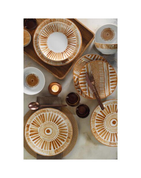 Servizio da tavola in porcellana marrone/bianca - 24 pezzi