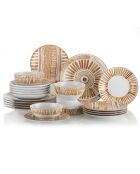 Servizio da tavola in porcellana marrone/bianca - 24 pezzi