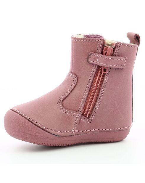 Boots fourrées en Cuir Socool  rose