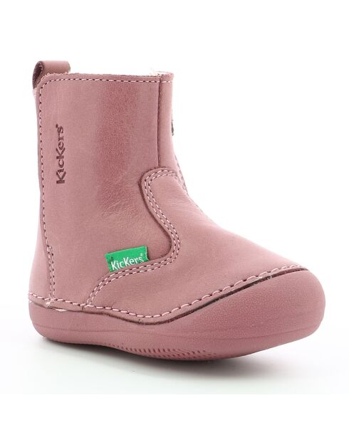 Boots fourrées en Cuir Socool  rose