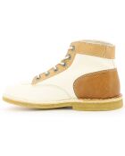 Bottillons en Cuir Kick Legend blanc/marron