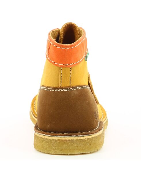 Bottillons en Cuir Kick Legend jaune/orange