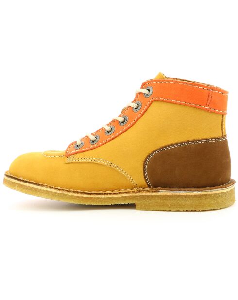 Bottillons en Cuir Kick Legend jaune/orange