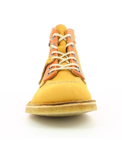 Bottillons en Cuir Kick Legend jaune/orange