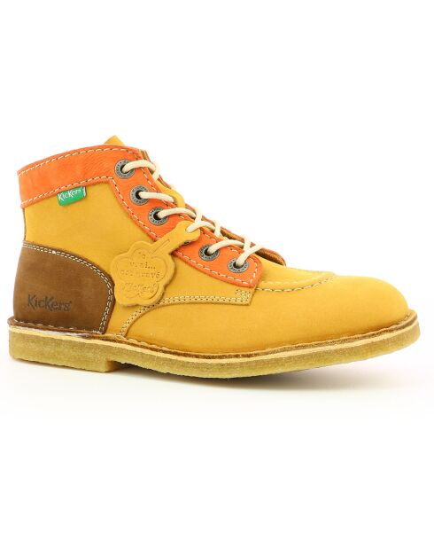 Bottillons en Cuir Kick Legend jaune/orange