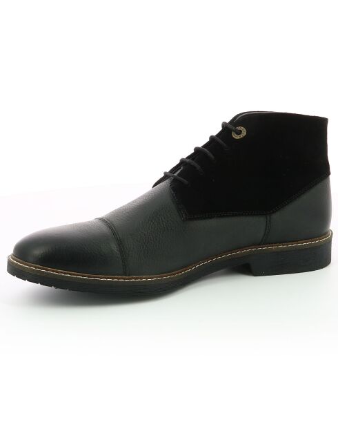 Bottillons en Cuir et Velours de Cuir Mateon noirs