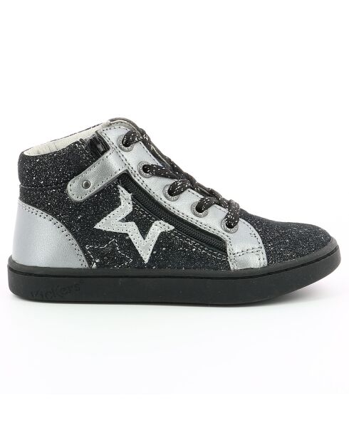 Lilustar Sneakers aus metallischem Leder in Schwarz/Silber
