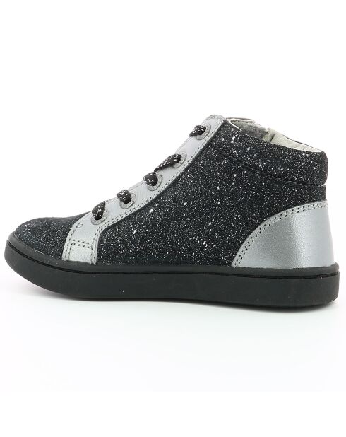 Lilustar Sneakers aus metallischem Leder in Schwarz/Silber