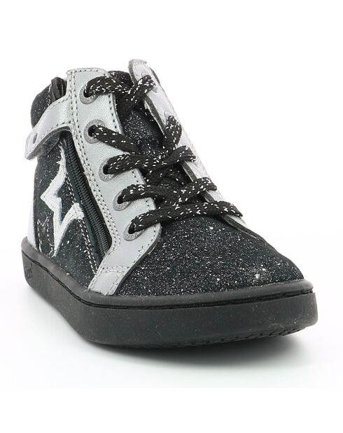 Lilustar Sneakers aus metallischem Leder in Schwarz/Silber