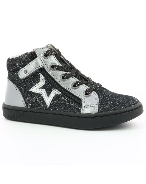 Lilustar Sneakers aus metallischem Leder in Schwarz/Silber