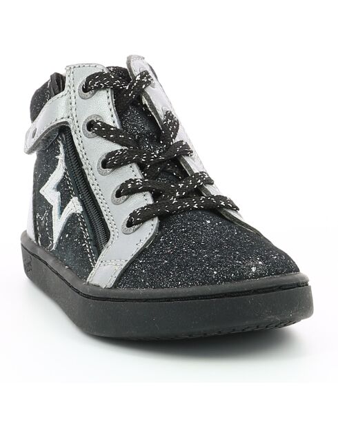Sneakers en Cuir Lilustar noir/argenté metallisé