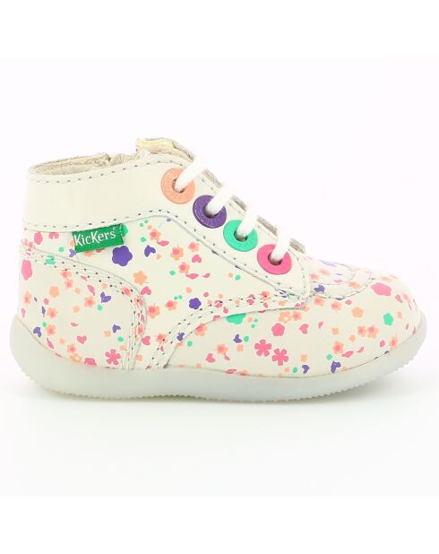 Weiße Bonzip-Lederstiefeletten