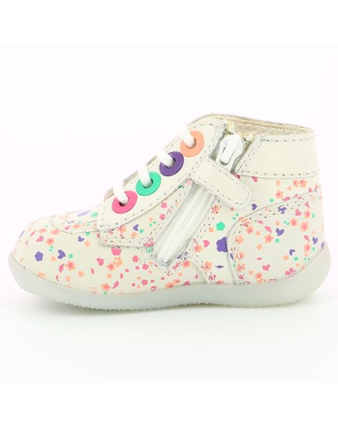 Weiße Bonzip-Lederstiefeletten