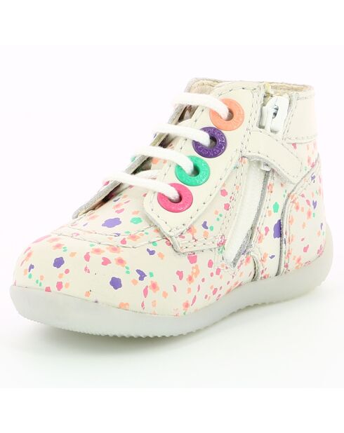 Weiße Bonzip-Lederstiefeletten