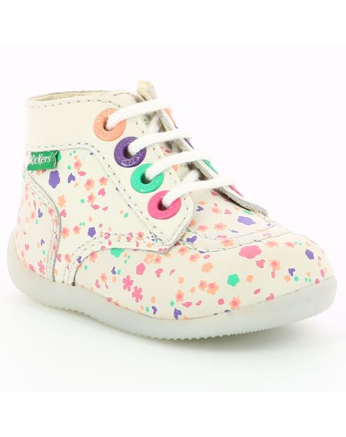 Weiße Bonzip-Lederstiefeletten