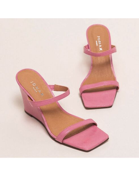 Mules Delpy in pelle rosa - tacco 7,5 cm