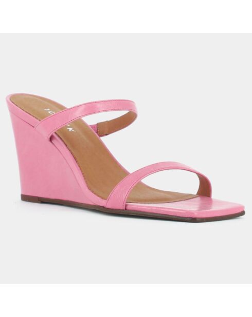 Mules Delpy in pelle rosa - tacco 7,5 cm