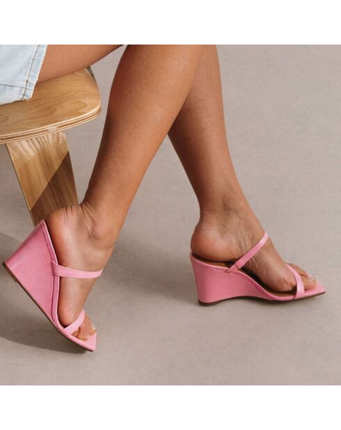 Mules Delpy in pelle rosa - tacco 7,5 cm