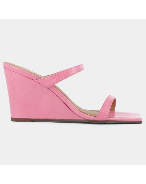 Mules Delpy in pelle rosa - tacco 7,5 cm