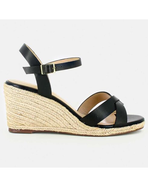 Schwarze Keilsandalen aus Leder - 10,5 cm Absatz